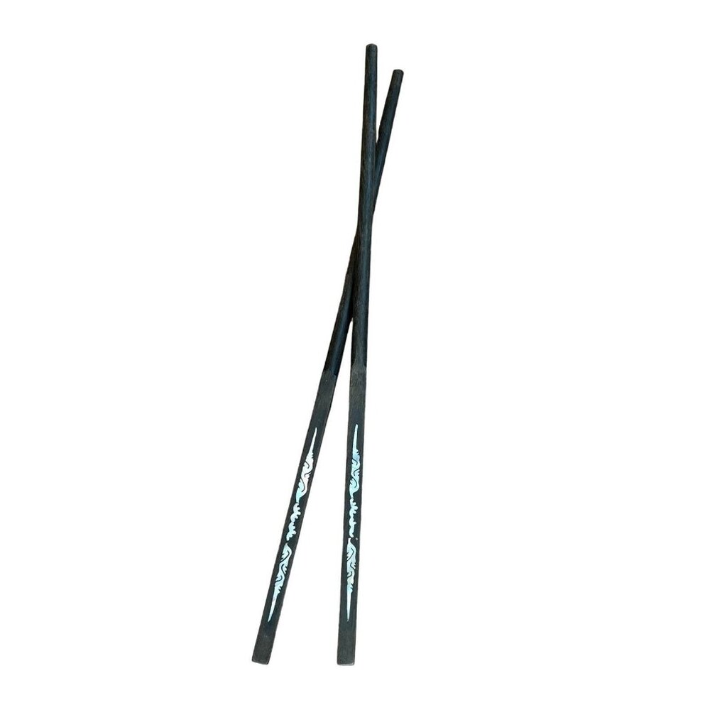Japanese Chopsticks Black with Inlaid Mother Of Pearl decorative ONE SET